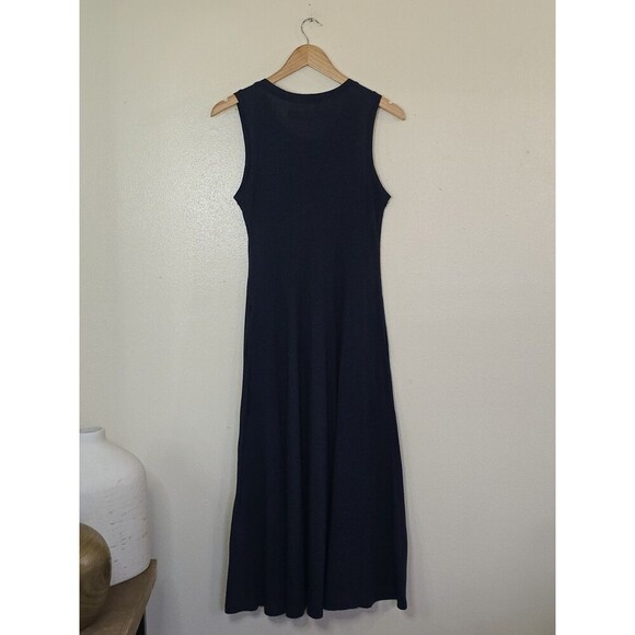 Raquel Allegra Big Sweep Midi Dress Womens Size XS Navy Blue Tank A Line Pockets - Picture 6 of 11